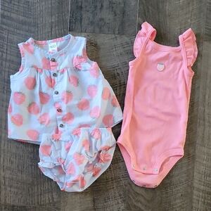 Carter's Raspberry Baby Dress And Onsie